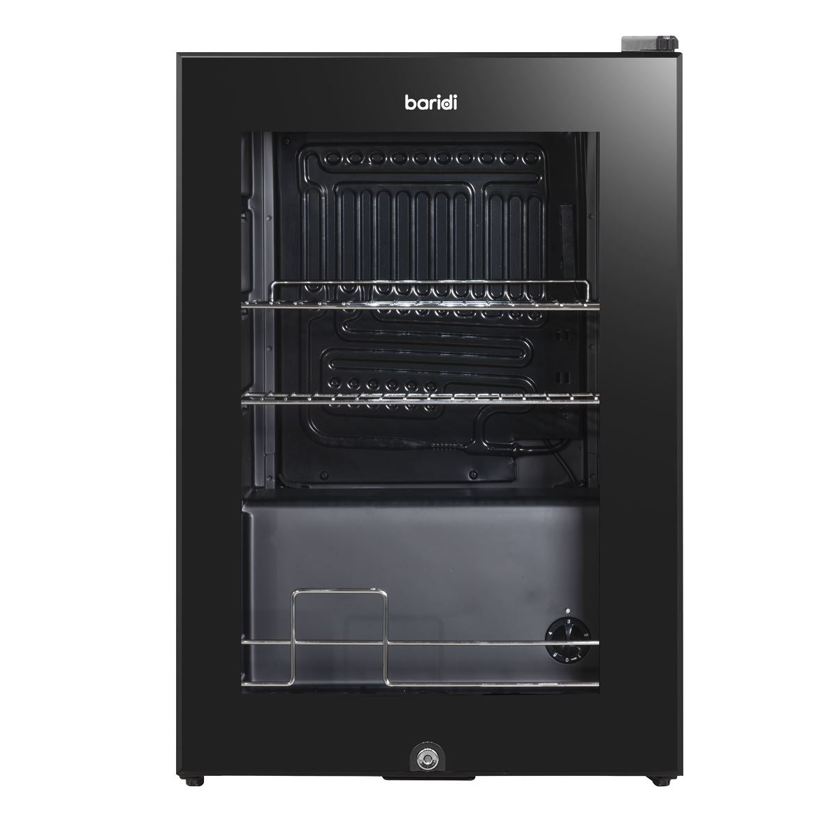 Baridi 60L Beer & Drinks Fridge with LED Light, Black and Glass Door DH62