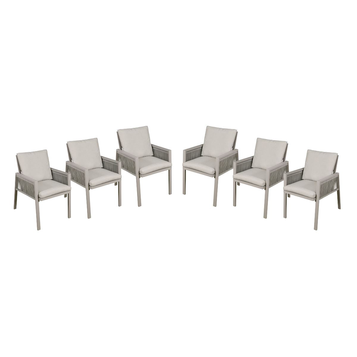 Dellonda Fusion Garden/Patio Dining Chair with Armrests, Set of 6, Light Grey - DG49 DG49