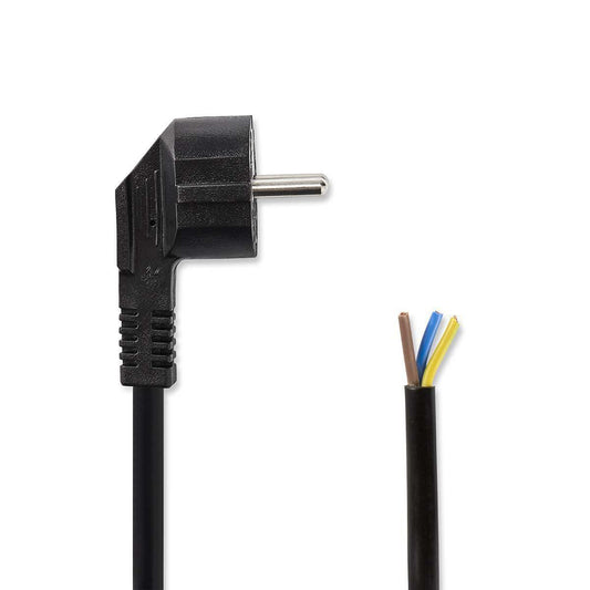 Nedis Power Cable Schuko Plug Angled to Open Cable End 2m Black PCGP10700BK20