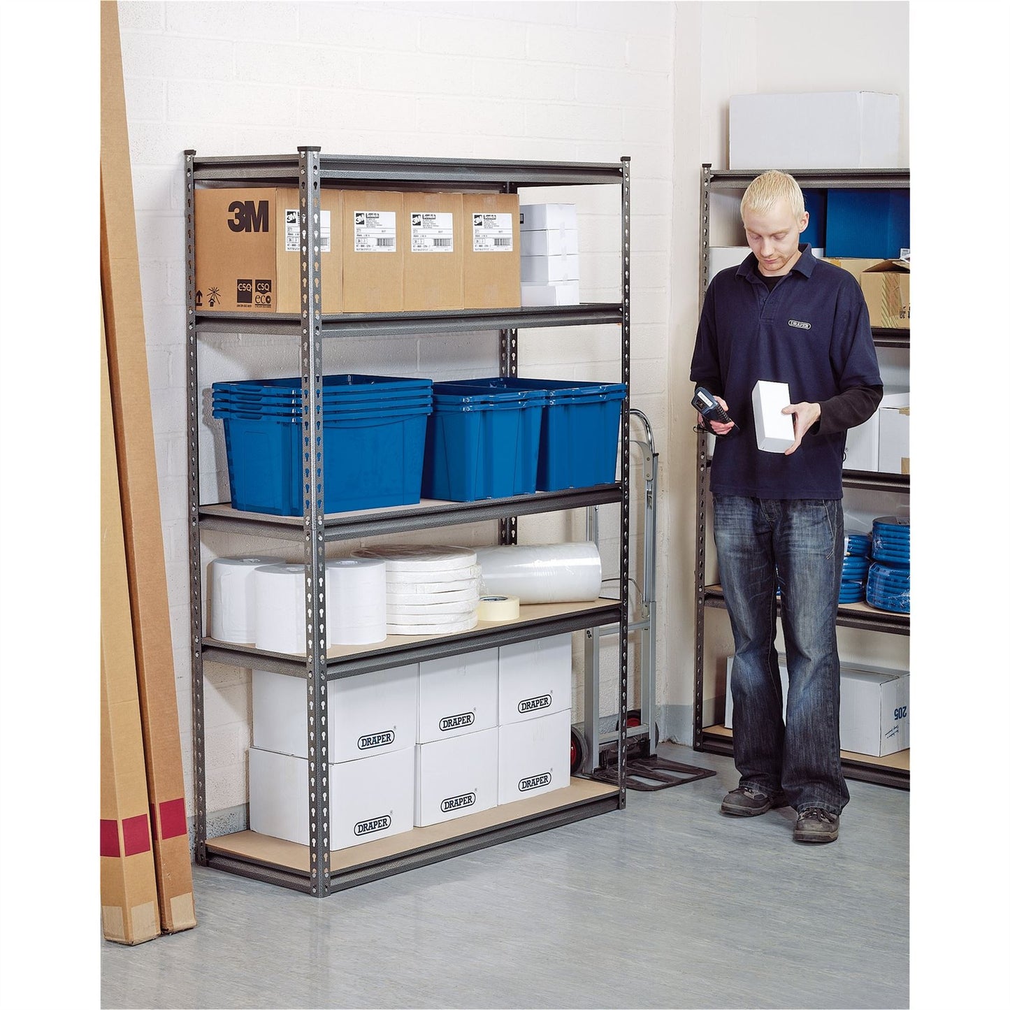 Draper Expert Heavy Duty Steel Shelving Unit Five Shelves L1220 x W450 x H1830mm - 21663