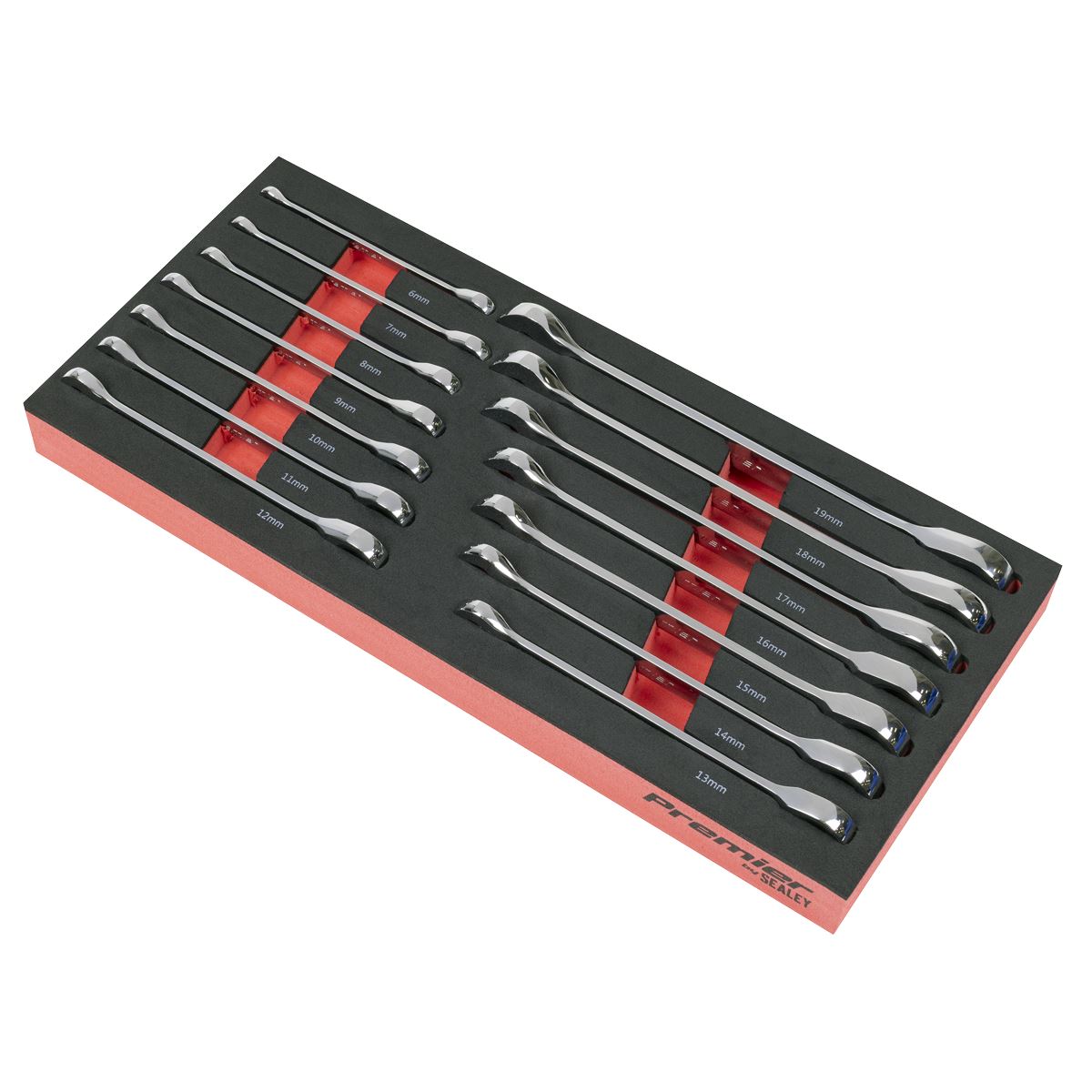 Sealey Premier Ratchet Spanner Set with Tool Tray 14pc TBT49