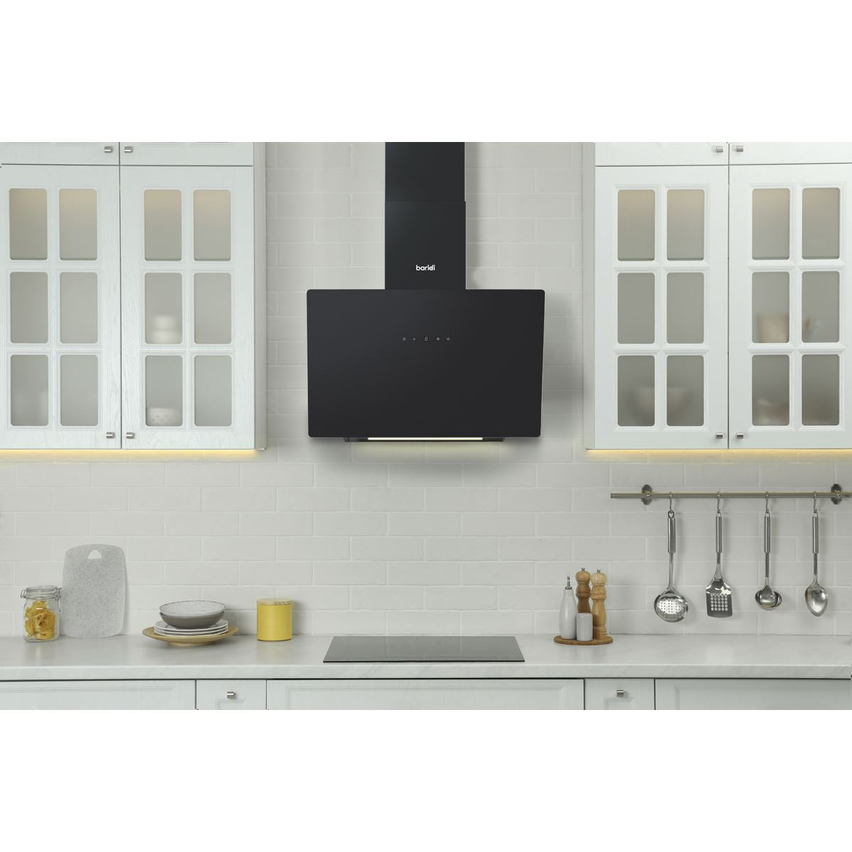 Baridi Angled Chimney Cooker Hood with Touch Controls & Carbon Filters 60cm