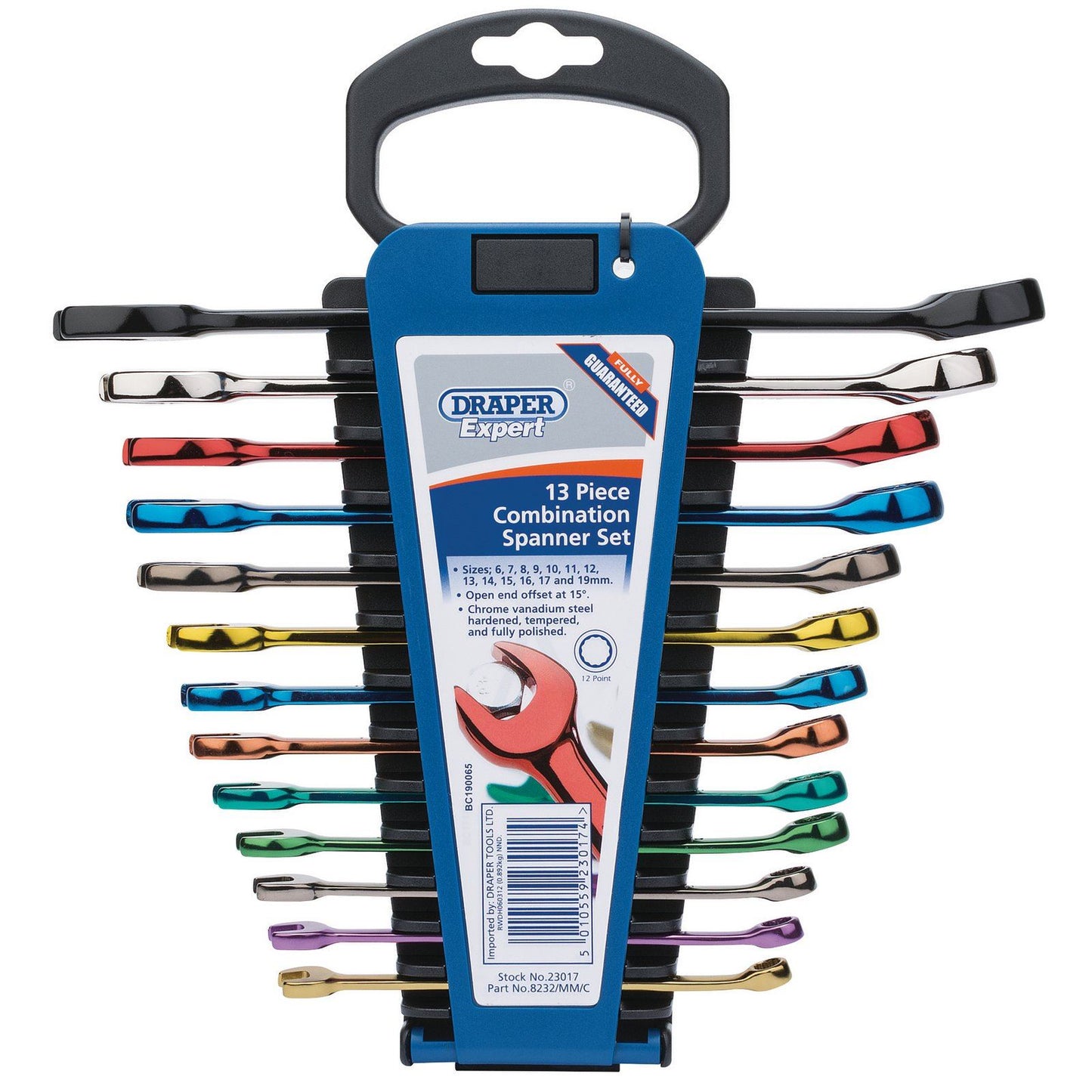 Draper 13 Piece Expert Hi-Torq Metric Coloured Combination Spanner Set 23017