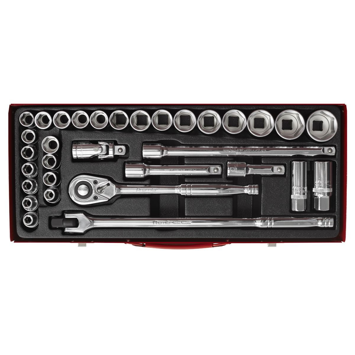Sealey Socket Set 32pc 1/2"Sq Drive 6pt WallDrive - Metric/Imperial AK693
