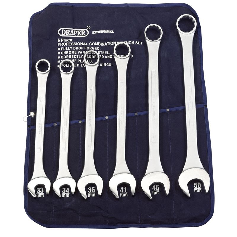 Draper 1x 6 Piece Heavy Duty Long Pattern Metric Spanner Set Professional Tool - 31167