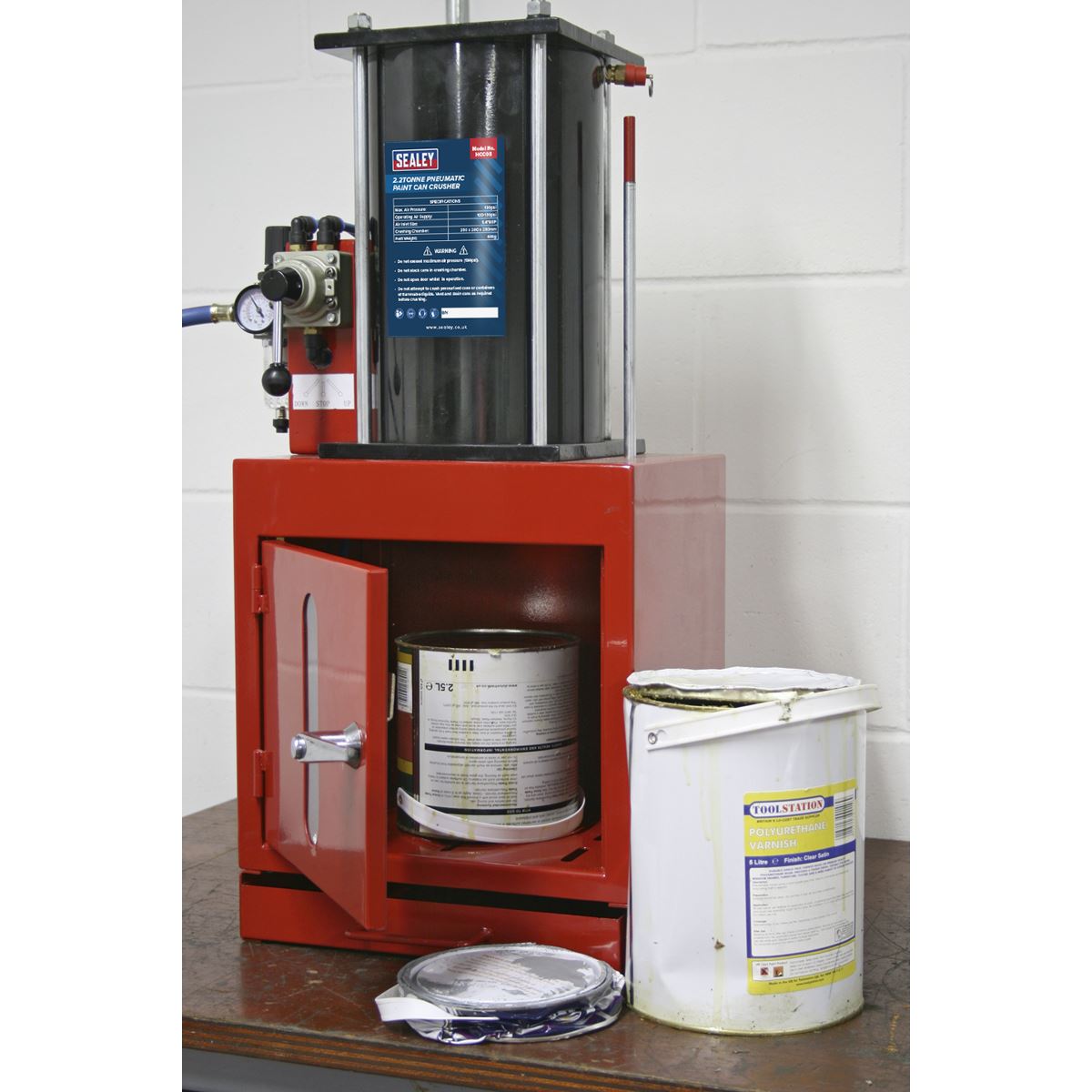 Sealey Pneumatic Paint Can Crusher 2.2 tonne HCC08