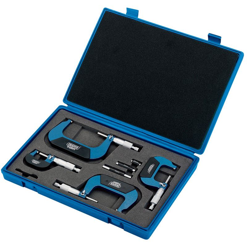 Draper 1x Expert 4 Piece Metric External Micrometre Set Professional Tool 46607