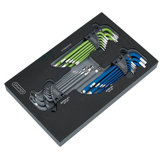 Draper TX-STAR Imperial/Metric Ball End Hex Key Sets EVA Storage Tray (27 Piece)