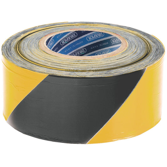 Draper 1x 500mx75mm Black and Yellow Barrier Tape Roll Professional Tool 69009