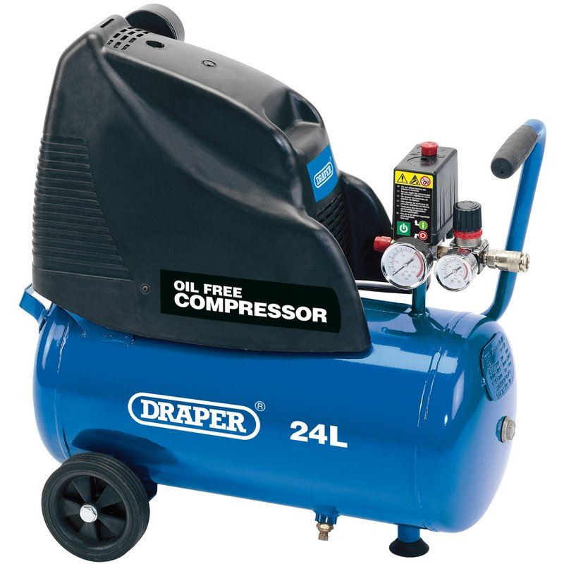 Draper 24978 24L 230V 1.1kW 1.5hp Oil Free Air Compressor 116 PSI 8 Bar