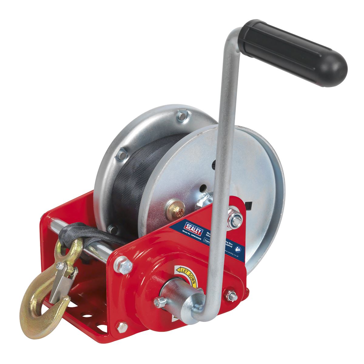 Sealey Geared Hand Winch with Brake & Webbing 900kg Capacity GWW2000B