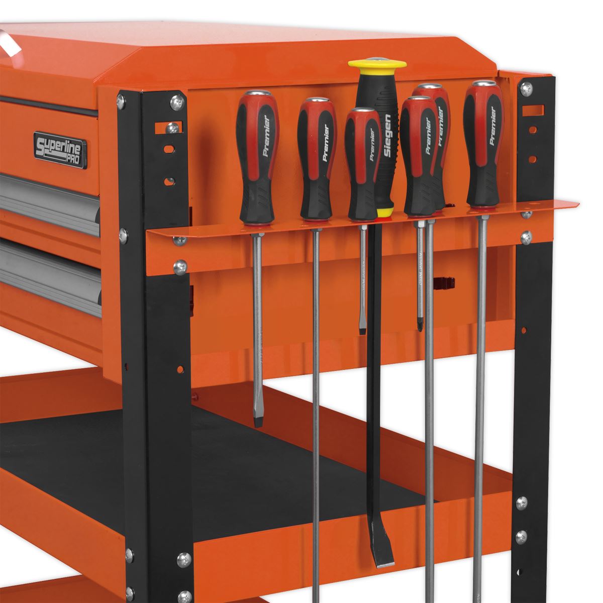 Sealey HD Mobile Tool & Parts Trolley 2 Drawer & Locking Top Orange AP760MO