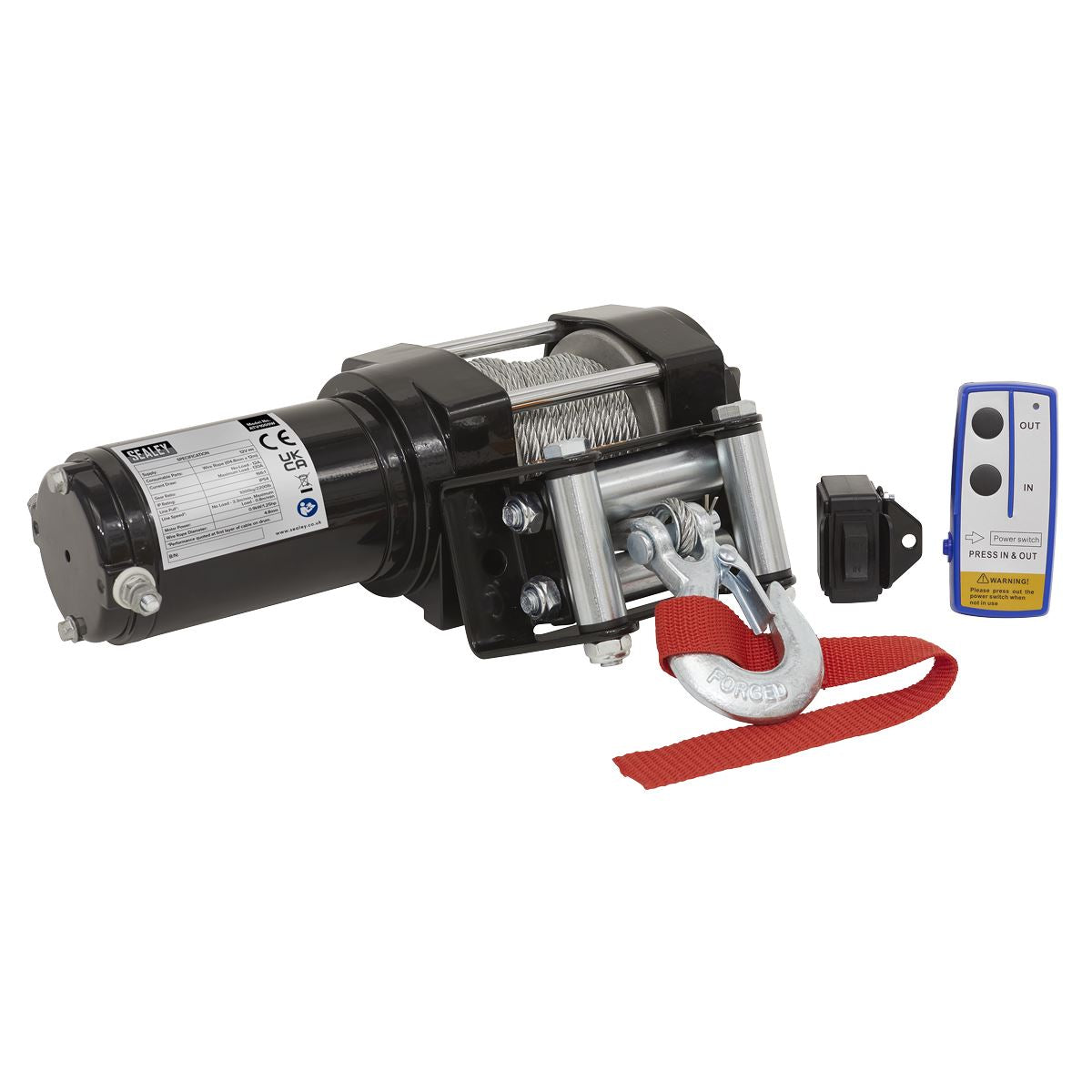 Sealey ATV Winch 1000kg Line Pull 12V ATV1000W