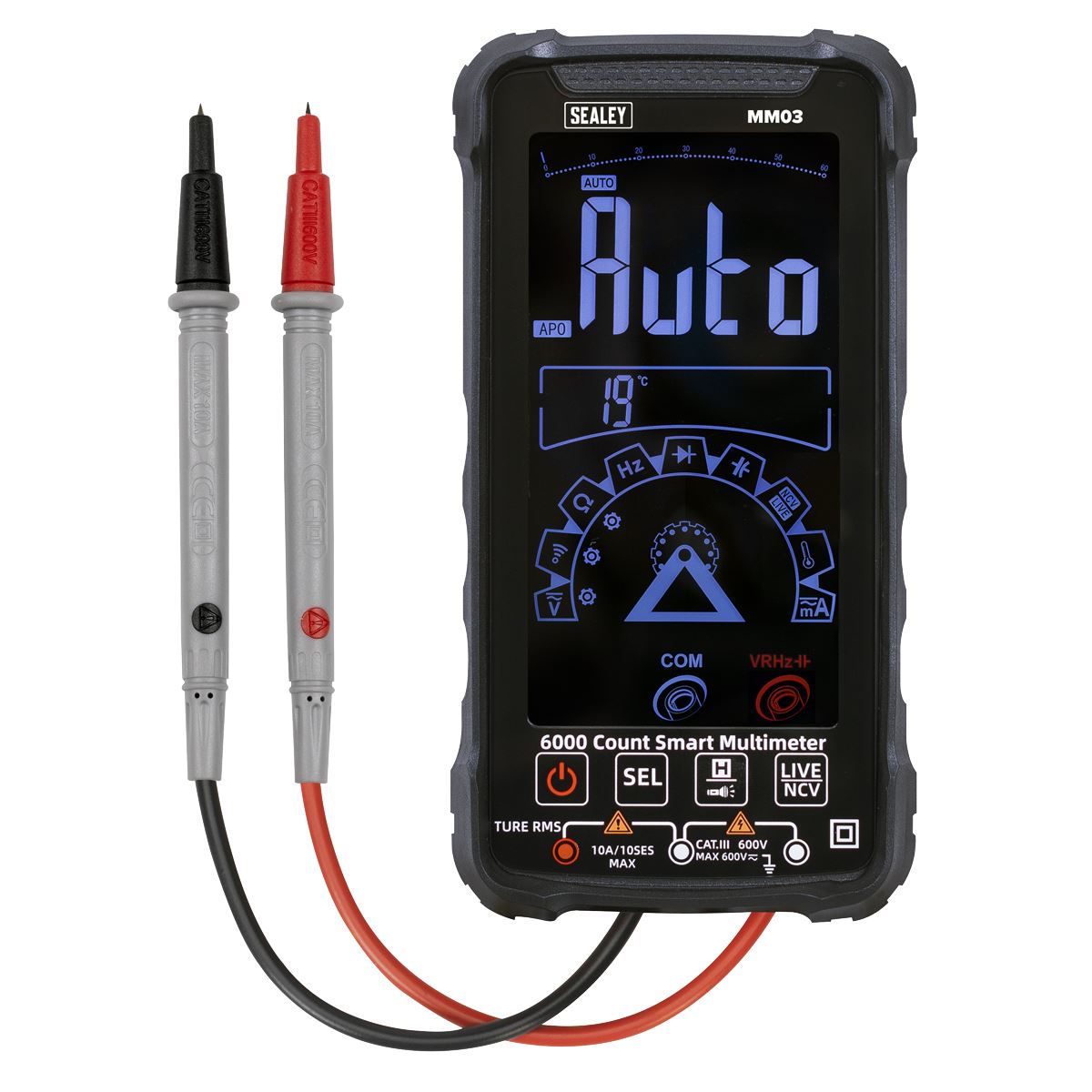 Sealey Touchscreen Auto-Ranging Digital Smart Multimeter 10-Function MM03