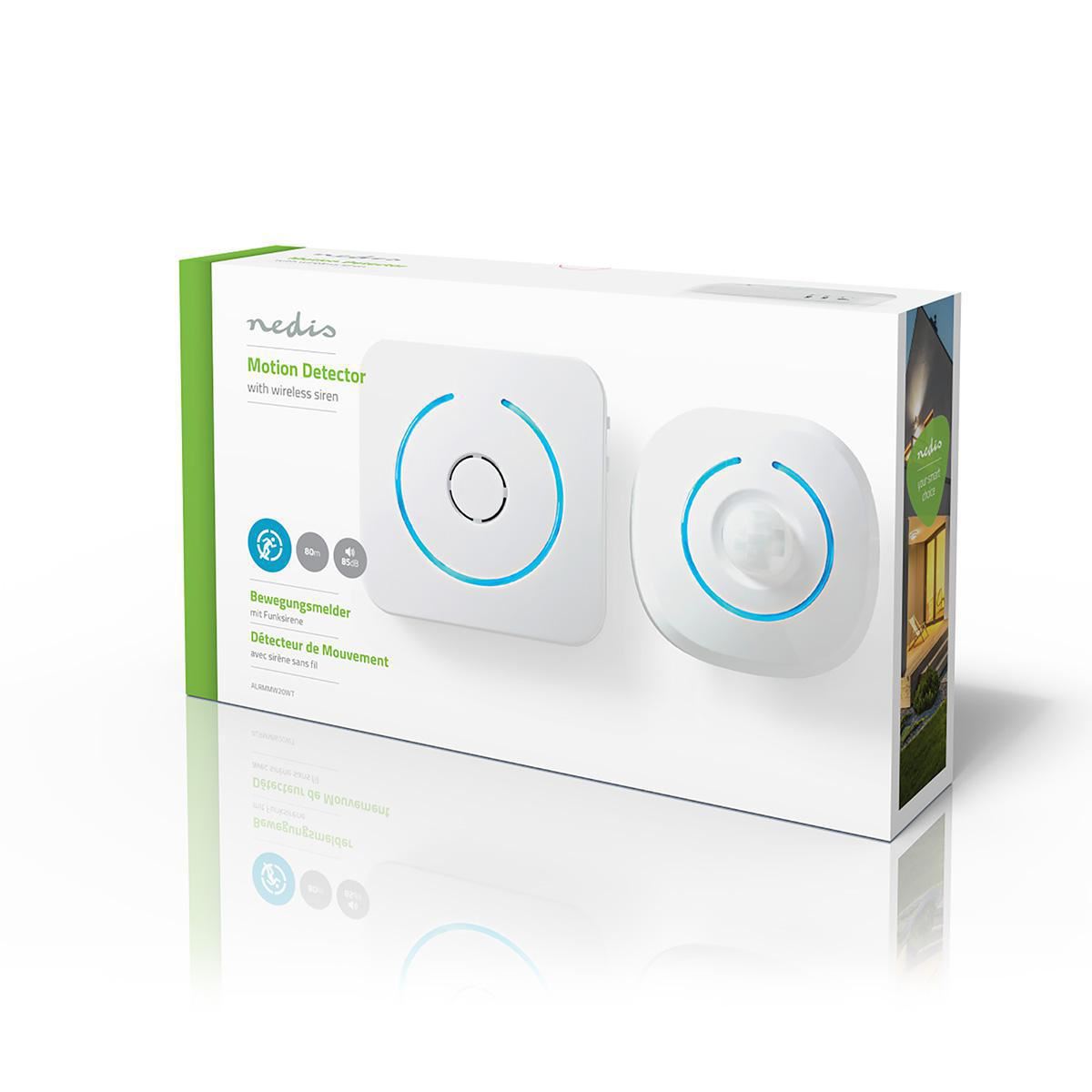 Nedis Home Security Motion Detector Chime 8 Ringtones Signals with light & sound - ALRMMW20WT
