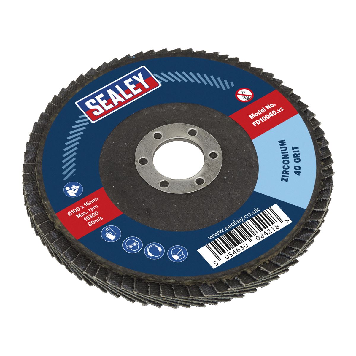Sealey Flap Disc Zirconium 100mm 16mm Bore 40Grit FD10040