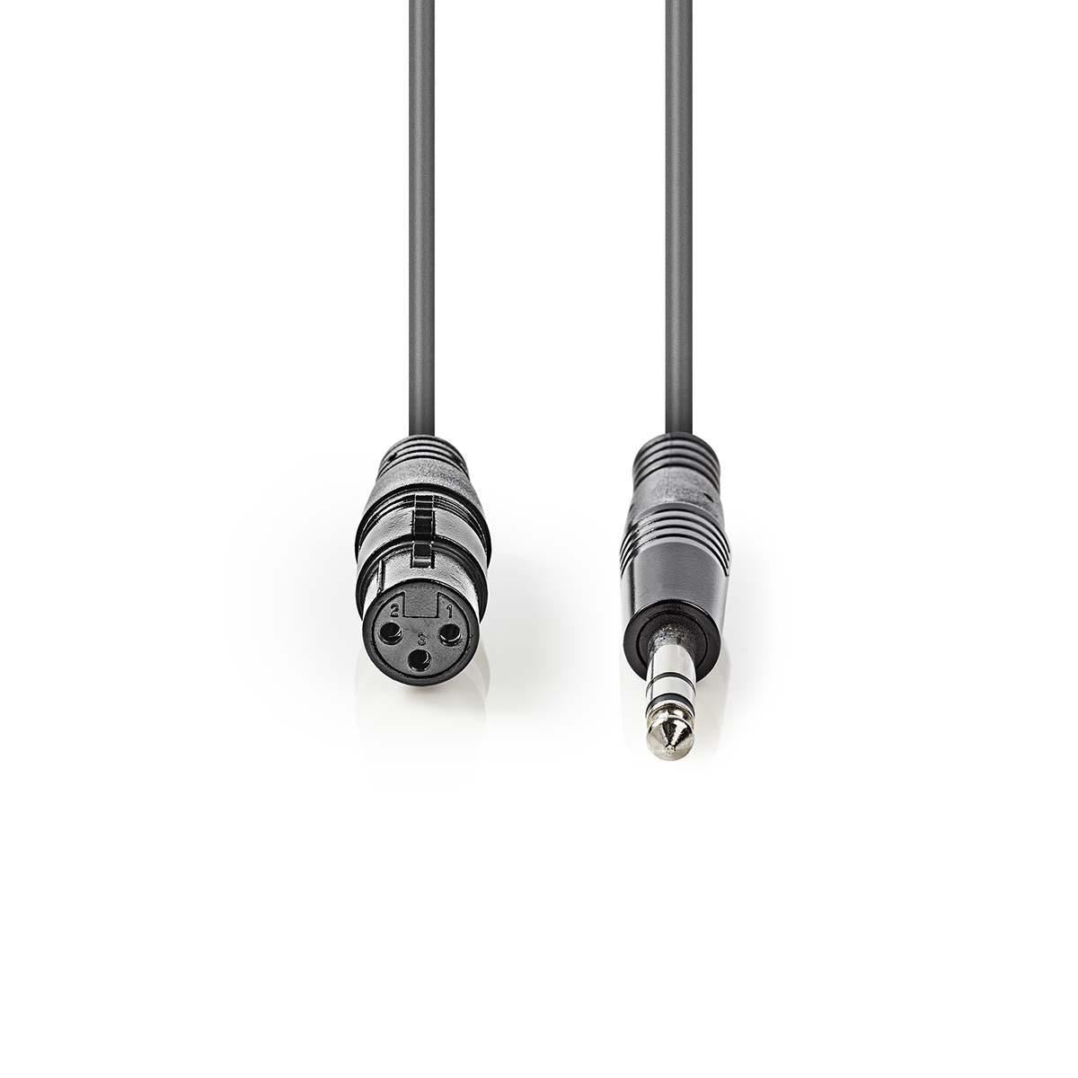 Nedis Balanced XLR Audio Cable XLR 3-Pin Female to 6.35mm Male 1.5m Grey - COTH15110GY15