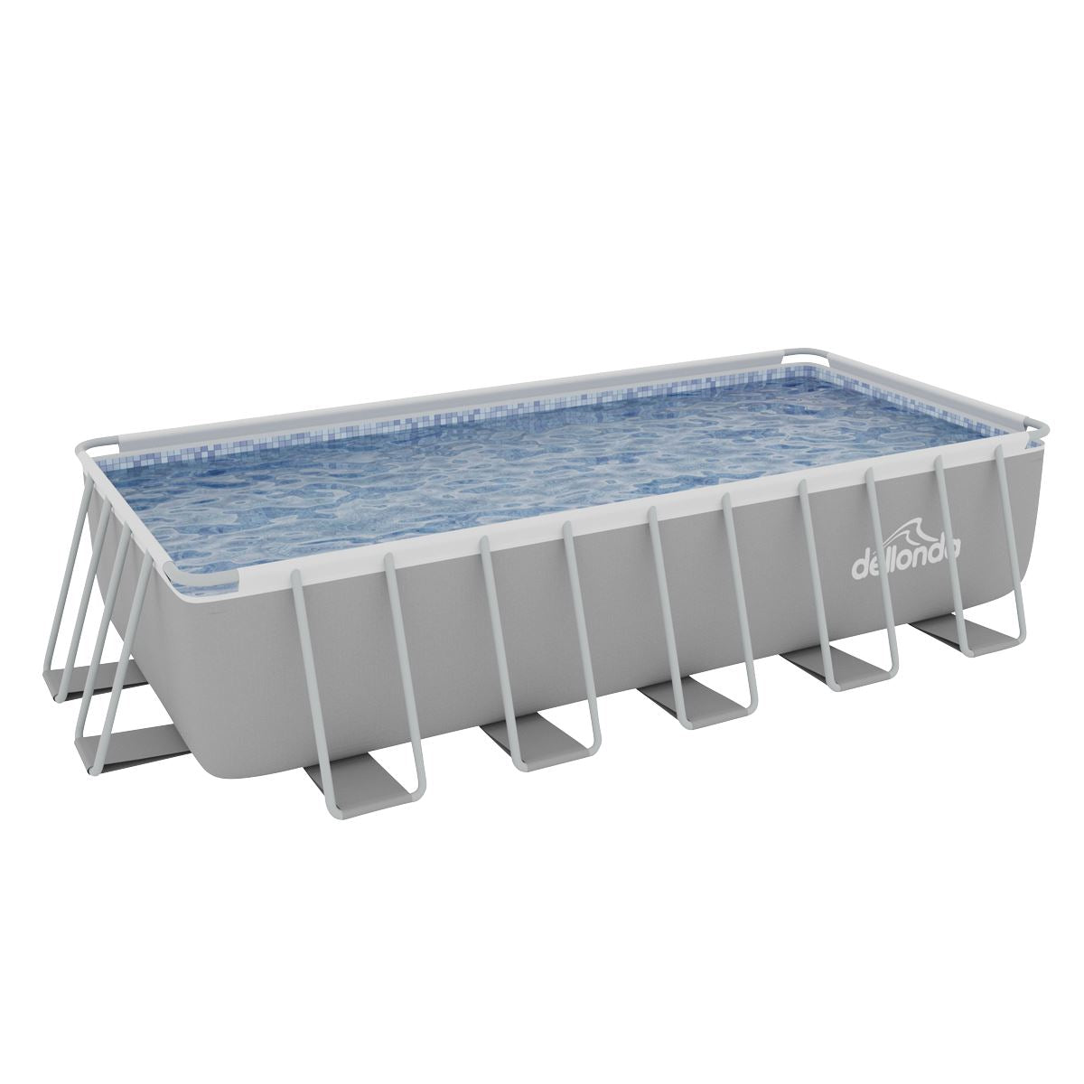 Dellonda 21ft Deluxe Rectangular Swimming Pool, Step Ladder Pool & Ground Covers