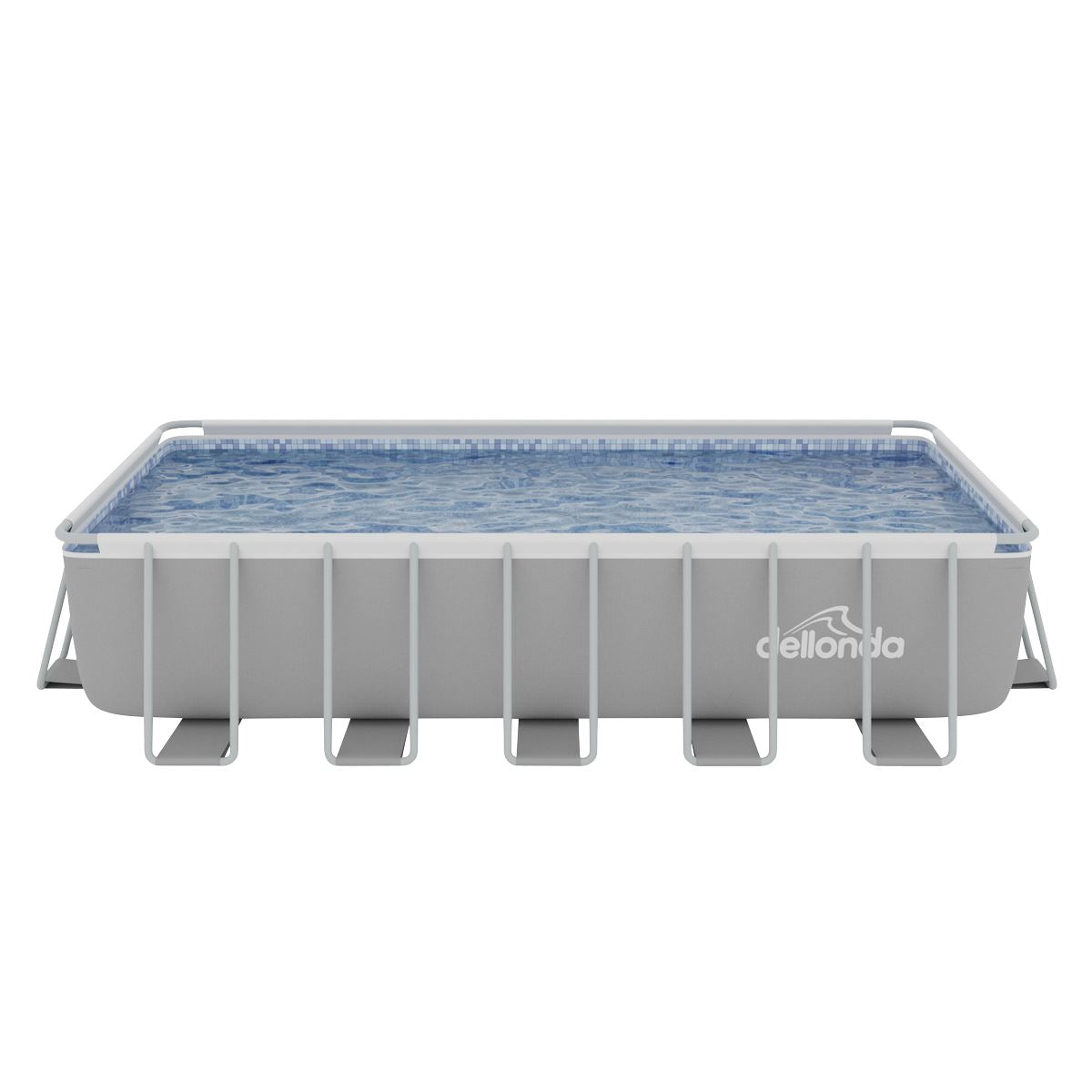 Dellonda 21ft Deluxe Rectangular Swimming Pool, Step Ladder Pool & Ground Covers