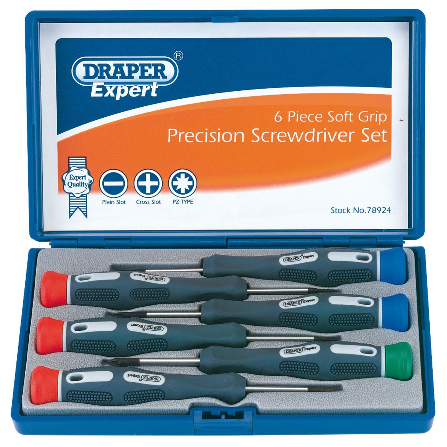 Draper Precision Screwdriver Set Expert Quality Soft Grip 6pc in Case 78924