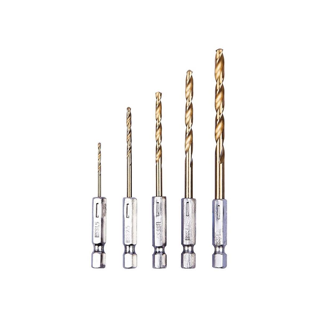 Amtech 5x Hss High Speed Steel Drill Bit Set 1/4" Hex Shank Titanium 1.5/1.8mm - F1110