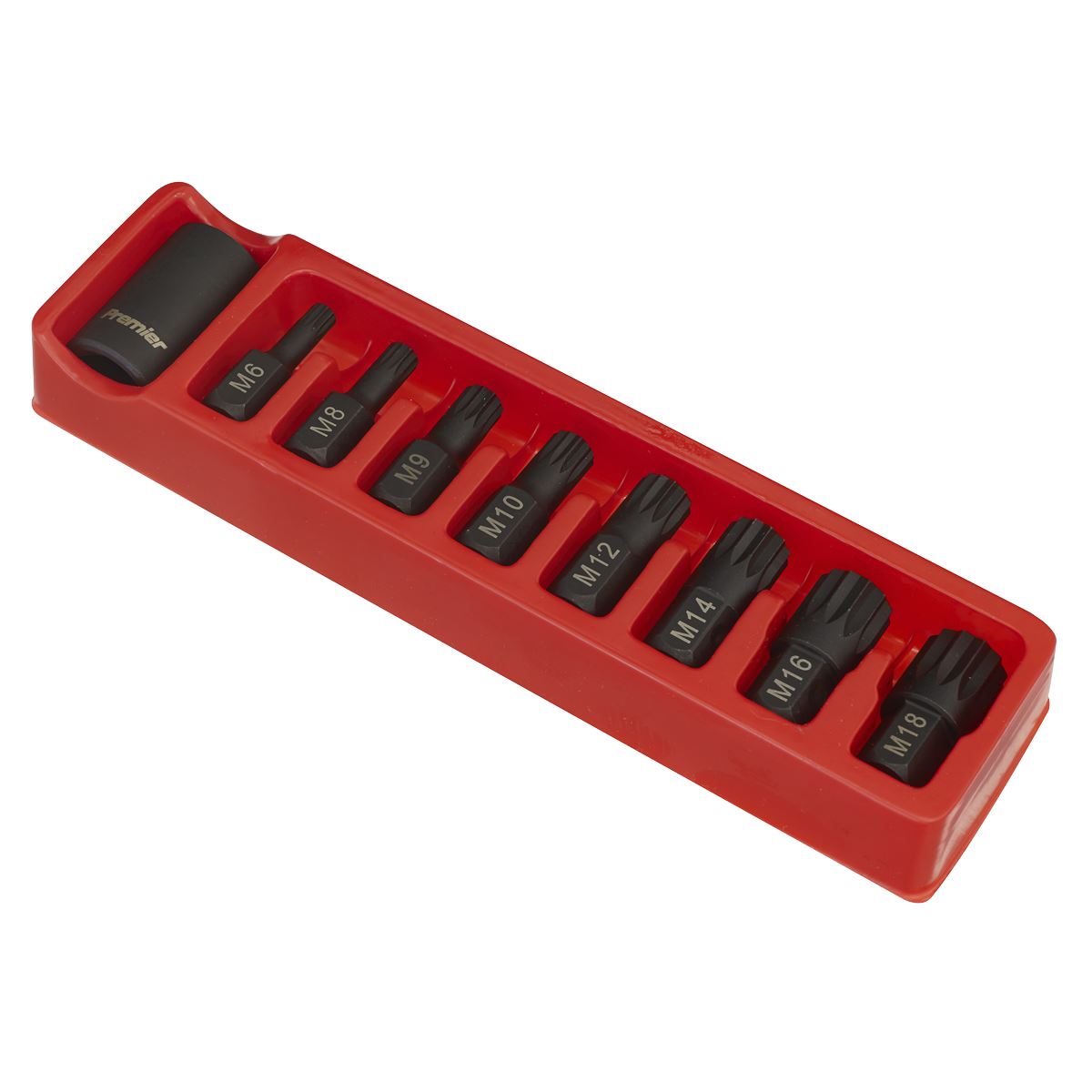 Sealey Impact Spline Bit & Holder Set 9pc 1/2"Sq Drive AK5611