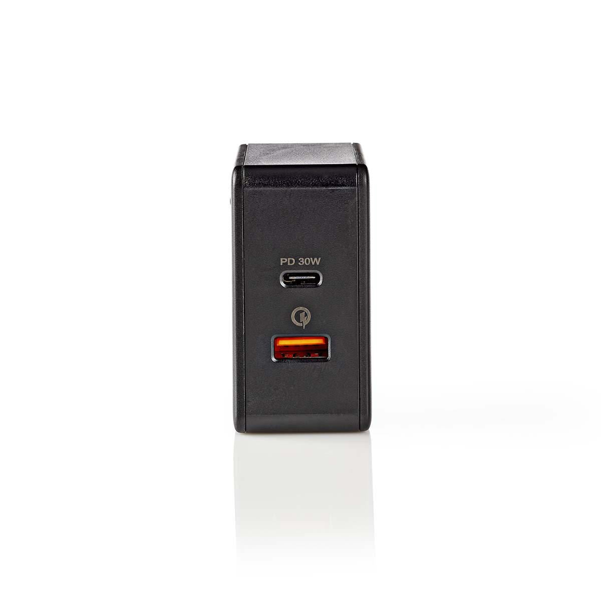Nedis Wall Charger 3.0A USB (QC)/USB-C Power Delivery 30W Black WCPD30W110BK