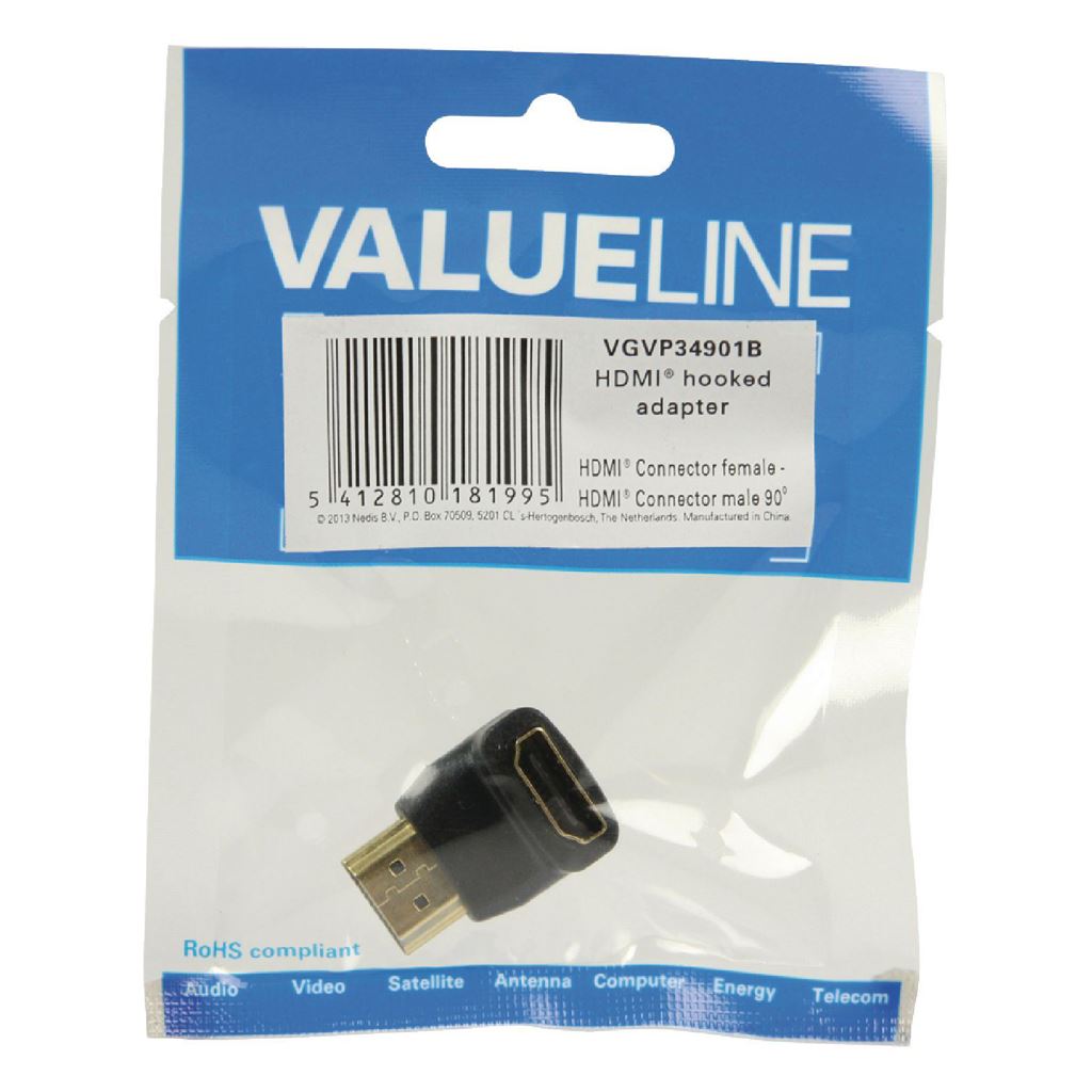 Glaxio® HDMI Adapter HDMI Connector 90° Angled to HDMI Input (Black)