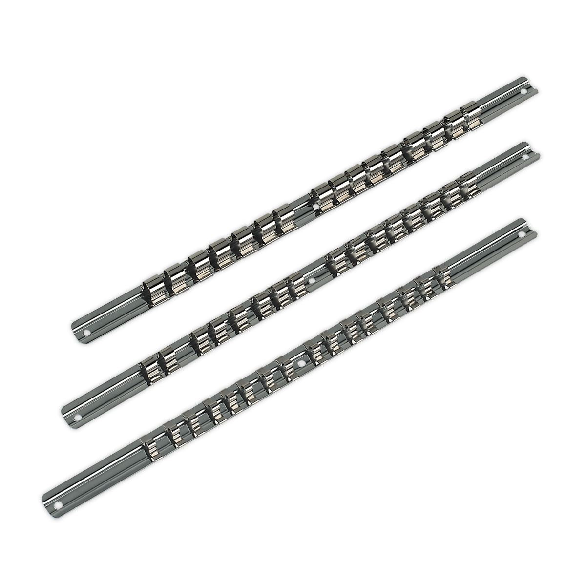 Sealey Socket Retaining Rail Set 3pc 1/4", 3/8" & 1/2"Sq Drive AK270