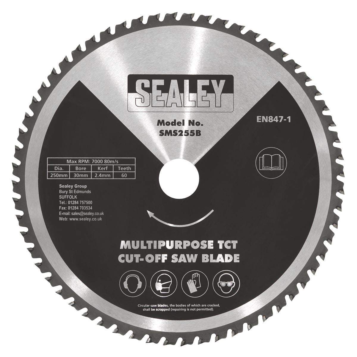 Sealey Multipurpose Cut-Off Saw Blade 250 x 2.4mm/30mm 60tpu SMS255B