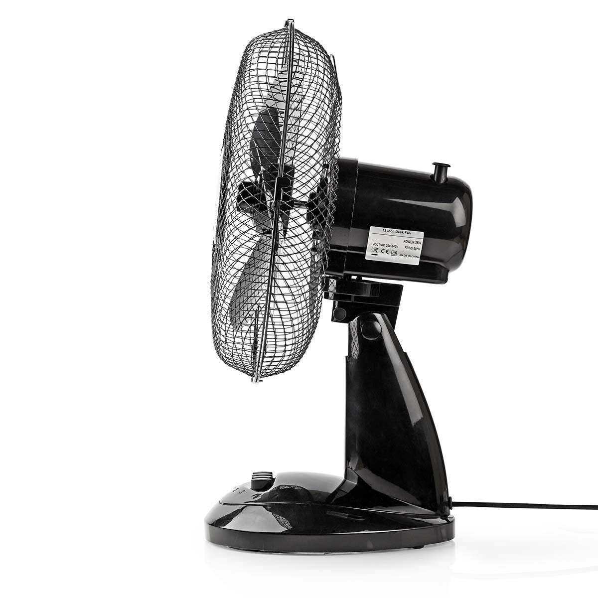 Nedis Table Fan Mains Powered Diameter 30 cm 35W Oscillation 3-Speed Black