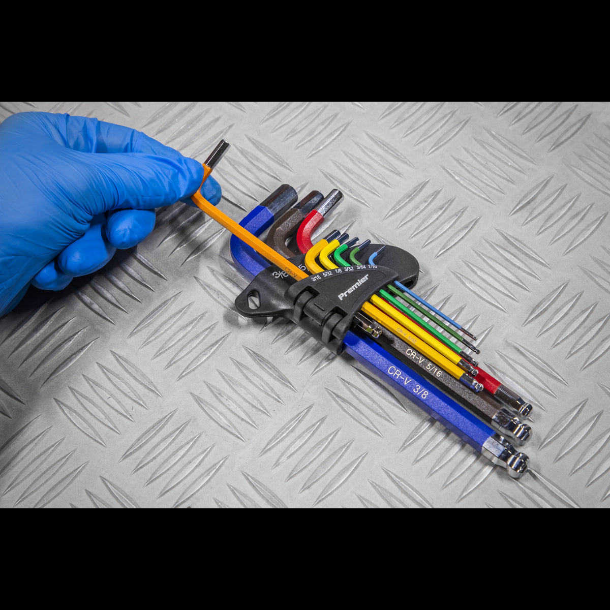 Sealey Ball-End Hex Key Set 9pc Long Colour-Coded Imperial AK7197