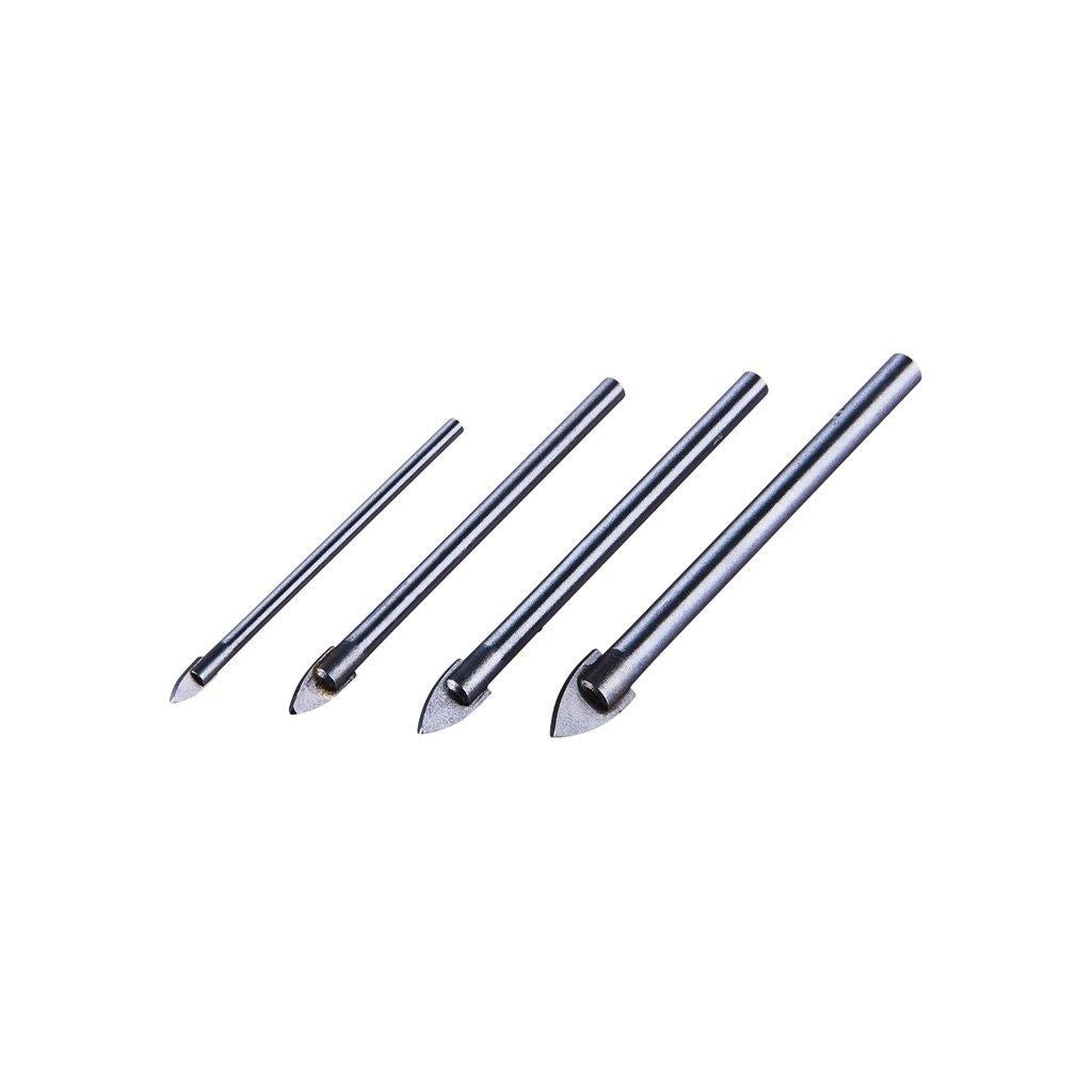 4 Piece Tools Ceramic Tile Glass & Mirror Drill Bit Set 4mm 6mm 8mm 10mm Bits - F0970