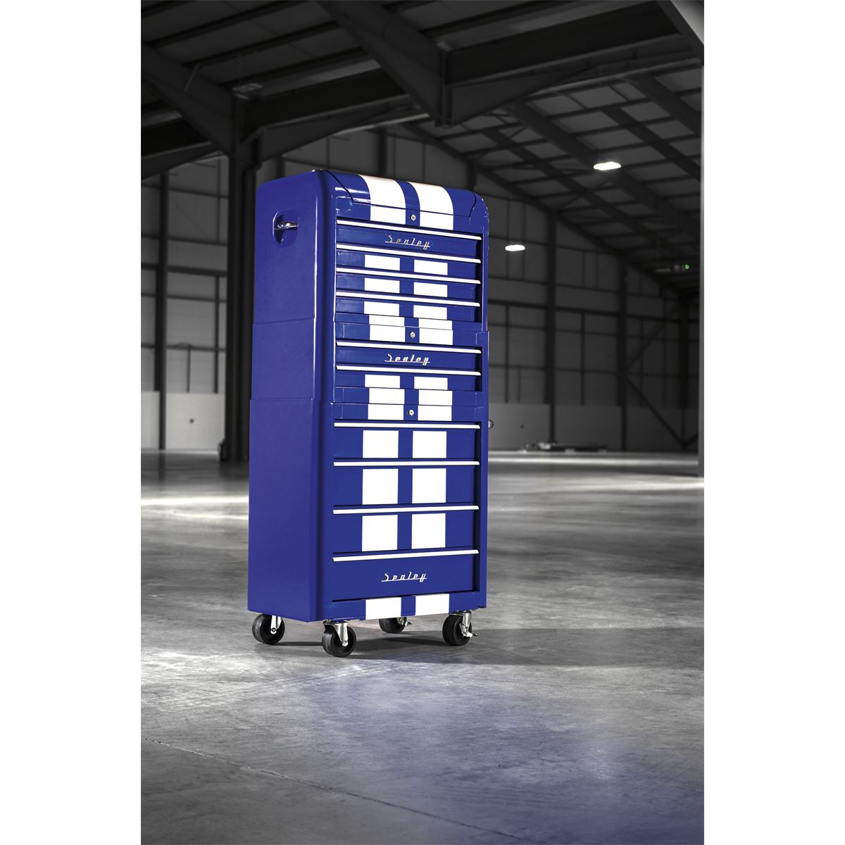 Sealey Retro Style Combination 10 Drawer - Blue/White Stripes AP28COMBO2BWS