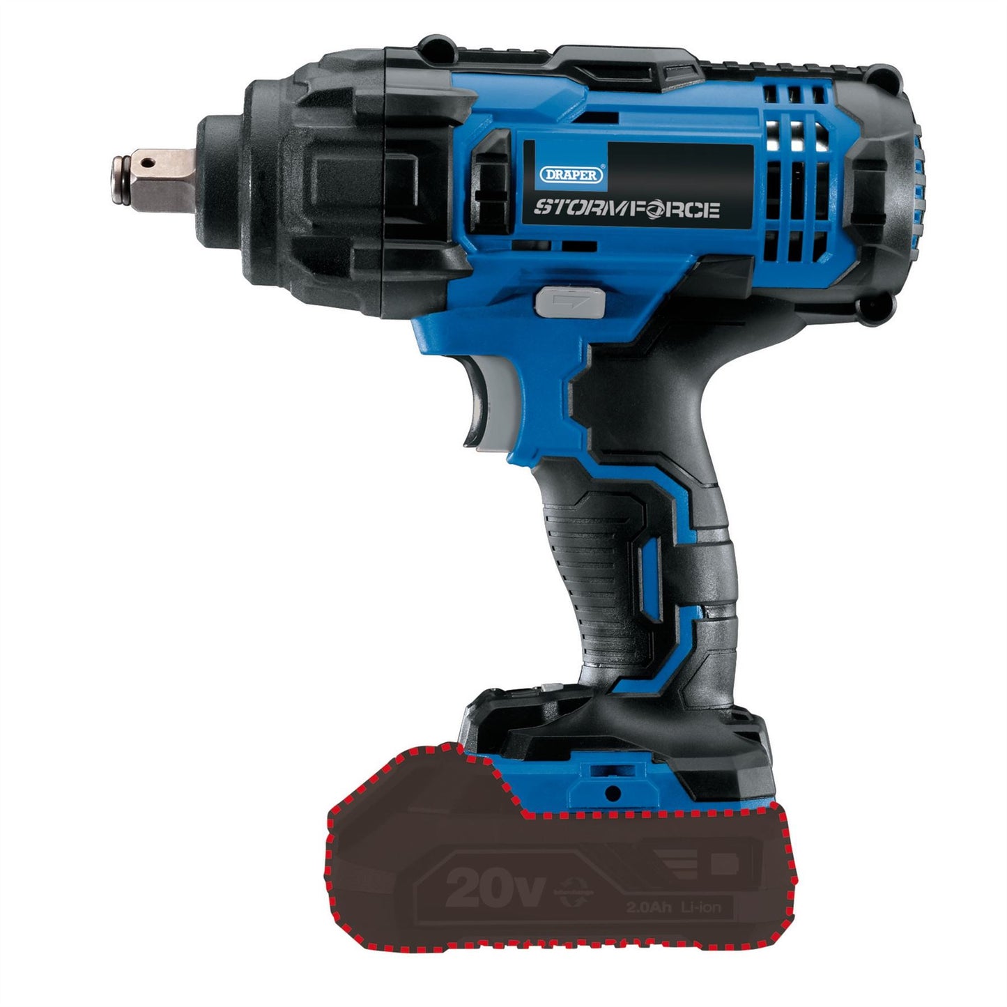 Draper Storm Force 20V Mid-Torque Impact Wrench, 1/2" Sq. Dr., 400Nm (Sold Bare) - 89518
