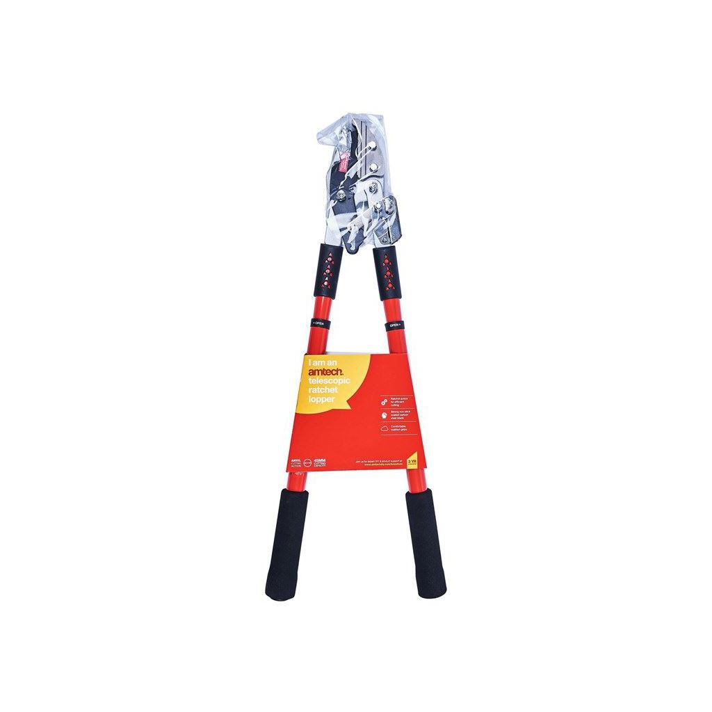 Amtech 31.5" Telescopic Ratchet Anvil Lopper Cutter Trees Hedges Garden Bush - U2880