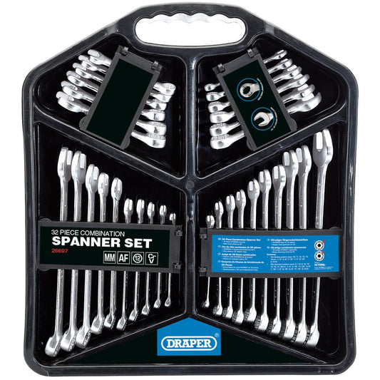 Draper Four Hi-Torq Combination Spanner Sets (2 Metric and 2 AF) -No. 26697