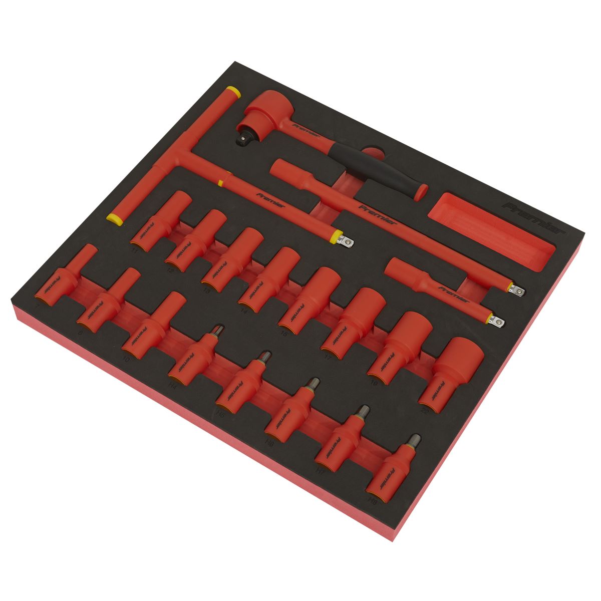 Sealey Insulated Socket Set with Tool Tray 20pc 3/8"Sq Drive 6pt WallDrive� VDE Approved TBTE02