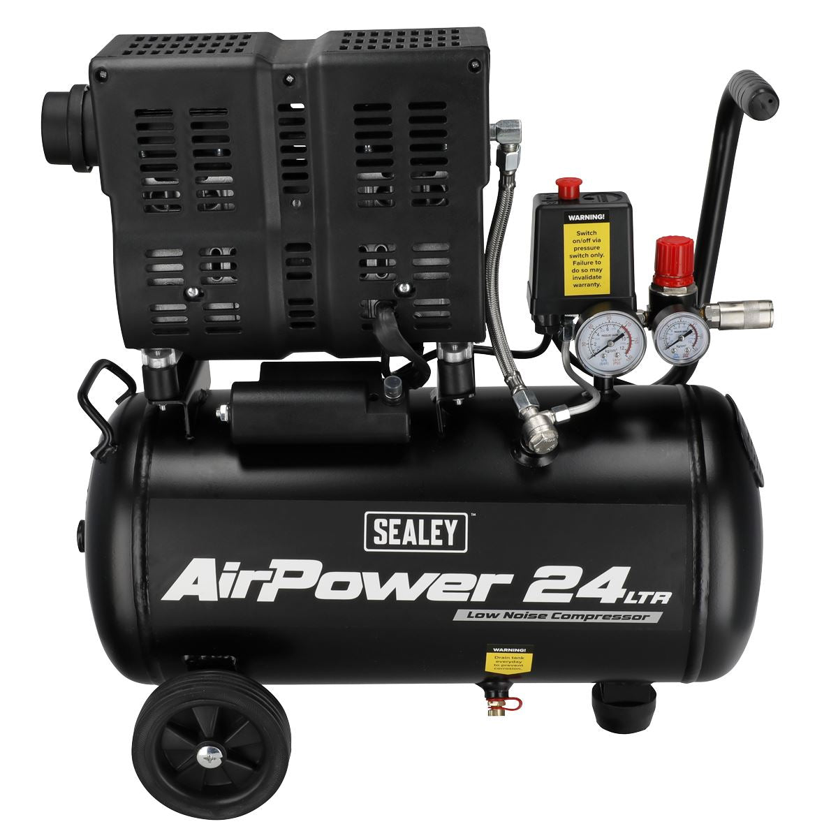 Sealey 24L Low Noise Oil Free Direct Drive Air Compressor 1hp SAC2400S