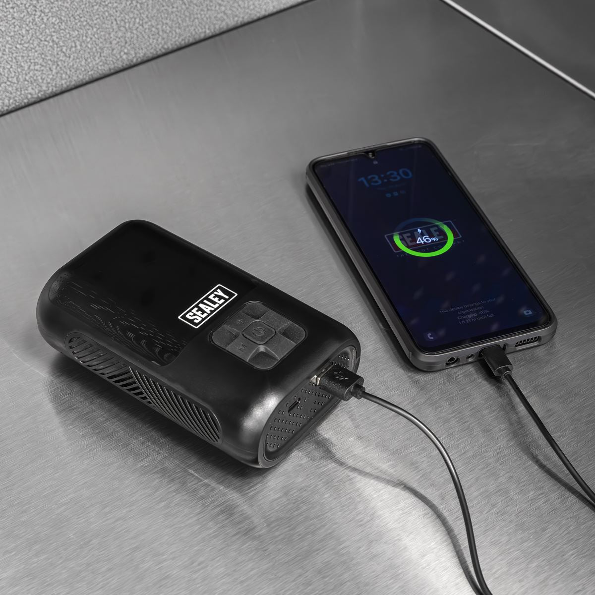 Sealey Tyre Inflator & Power Bank with Worklight Rechargeable CTI130