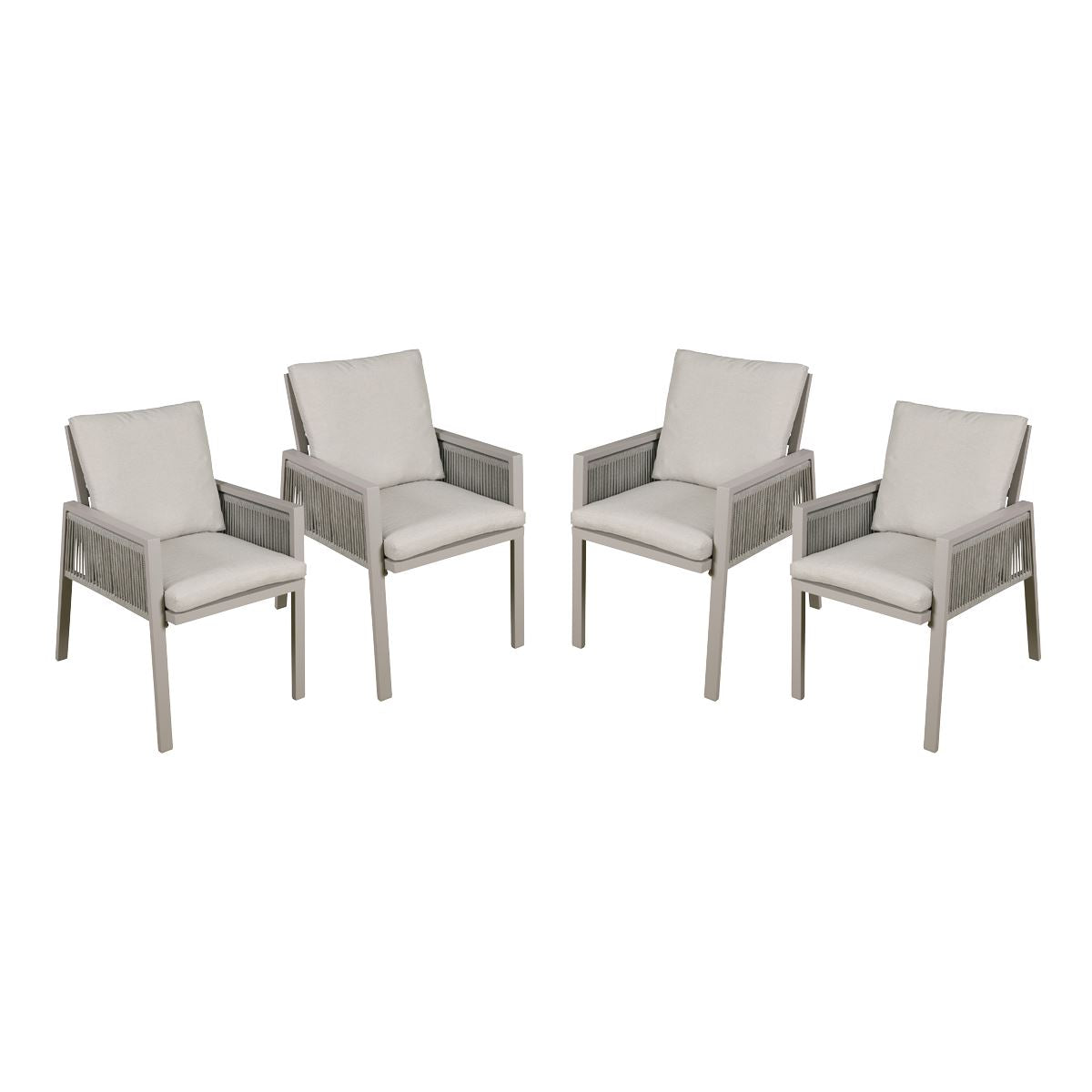 Dellonda Fusion Garden/Patio Aluminium Dining Chair with Armrests, Set of 4, Light Grey - DG50 DG50