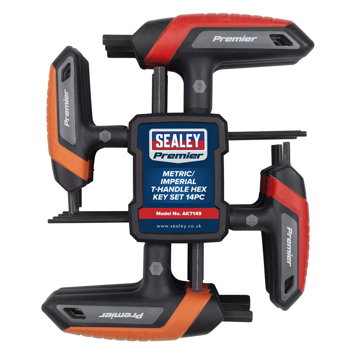 Sealey Premier Metric/Imperial T-Handle Hex Key Set 14pc AK7149
