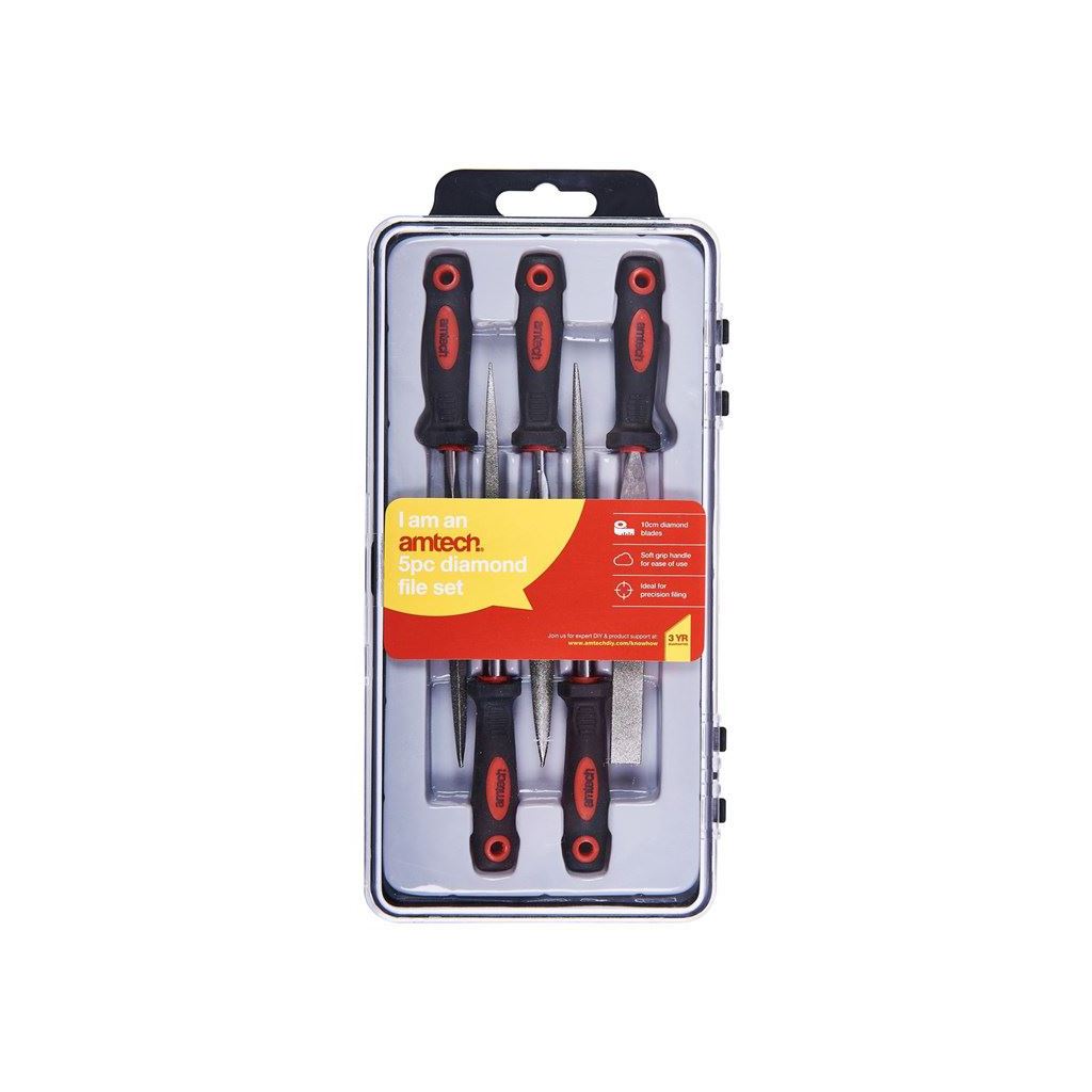 5 Piece Diamond File Set 150mm Half Round Taper Flat Square Triangular Round - E1330