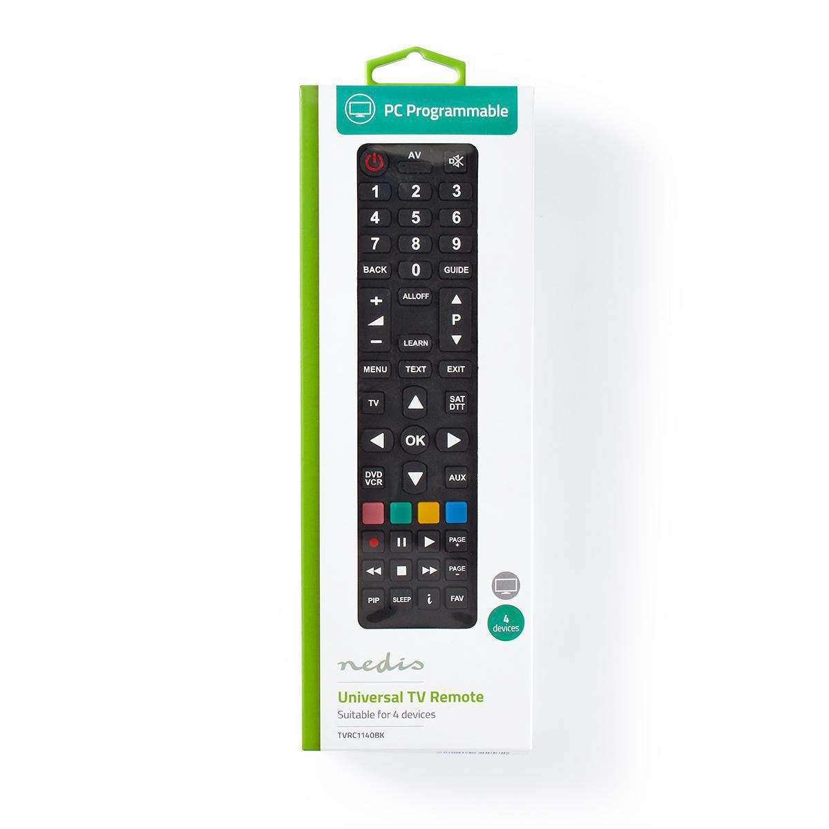 Nedis Universal Remote Control PC programmable Control 4 Devices - TVRC1140BK