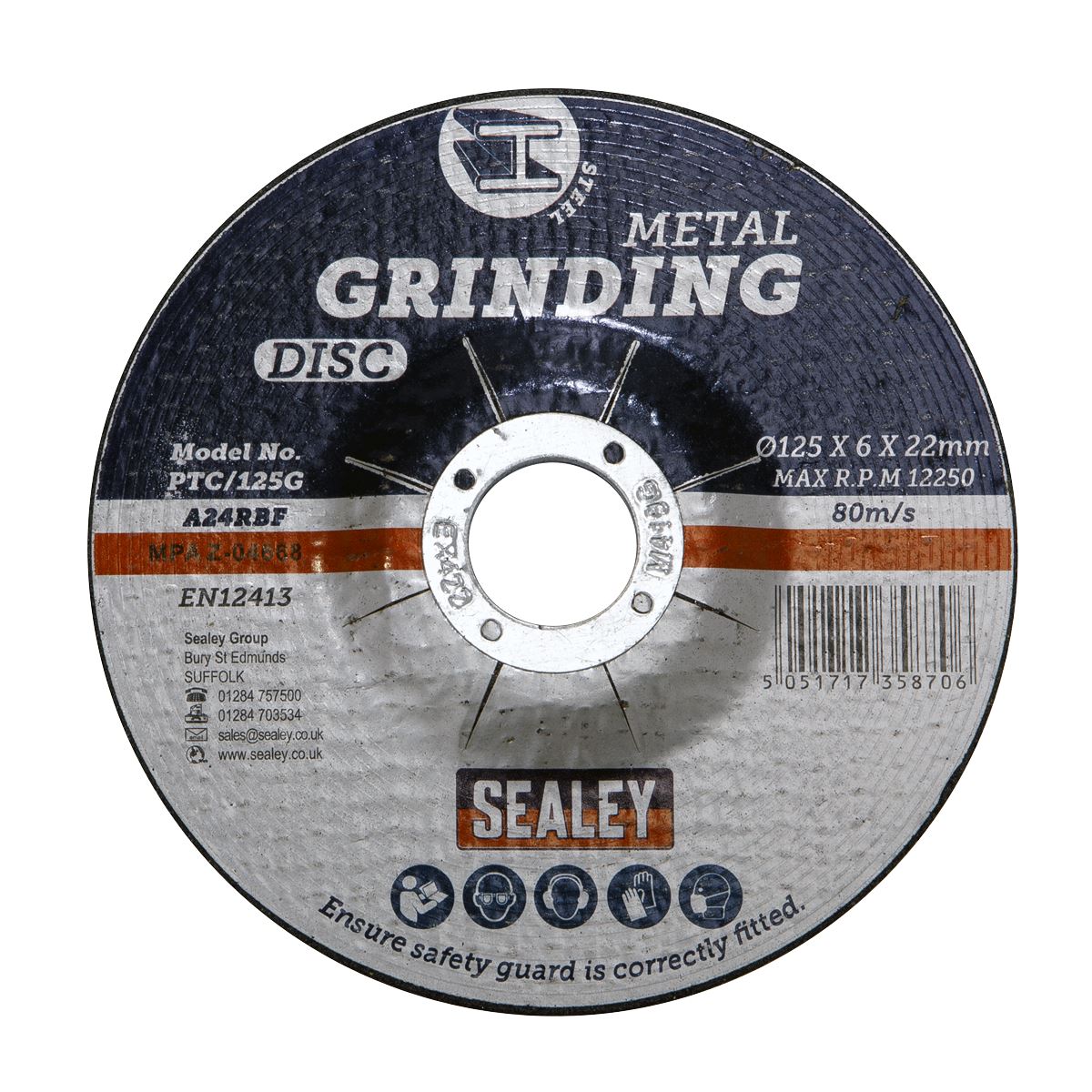 Sealey Grinding Disc 125 x 6mm 22mm Bore PTC/125G