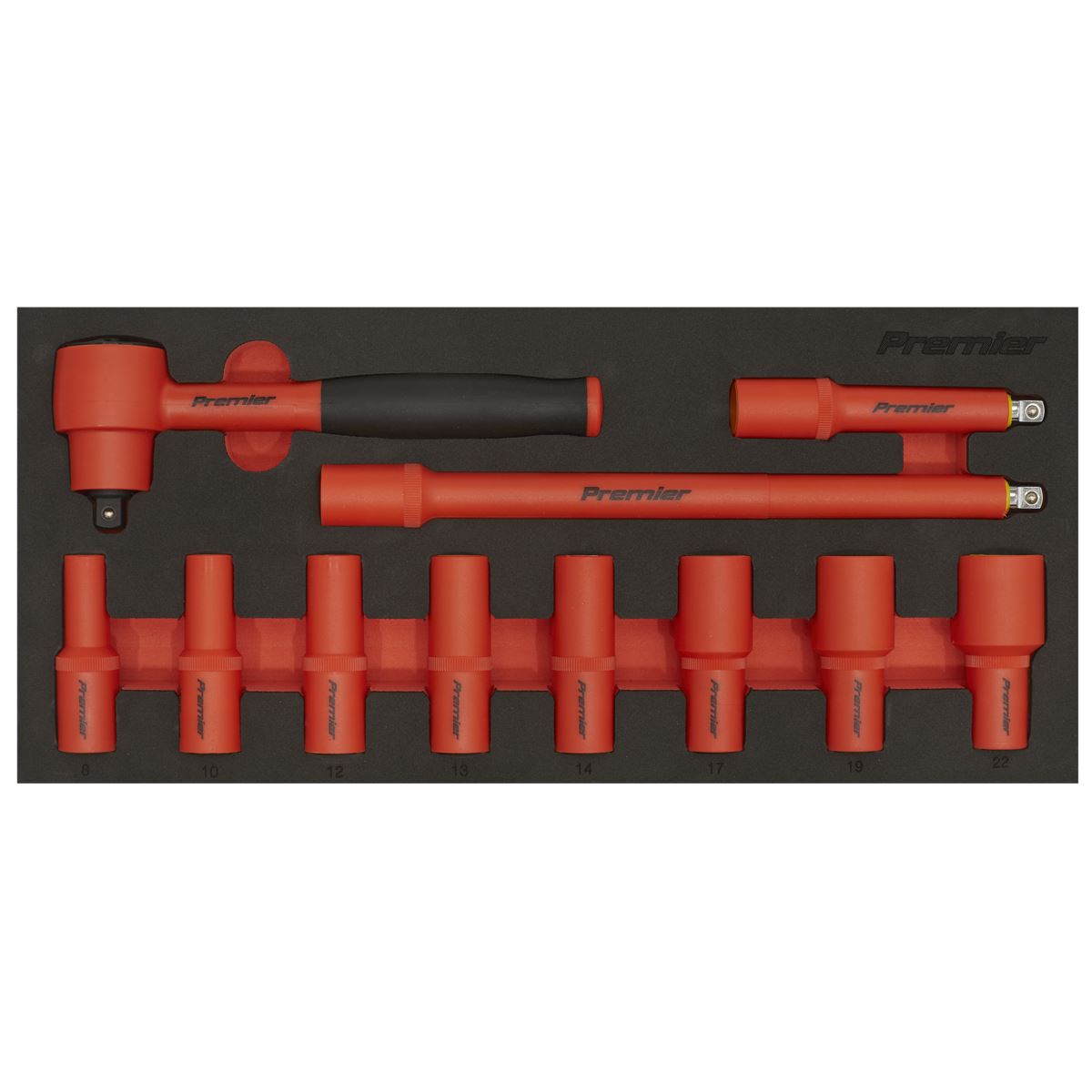 Sealey Insulated Socket Set with Tool Tray 11pc 3/8"Sq Drive - VDE Approved TBTE01