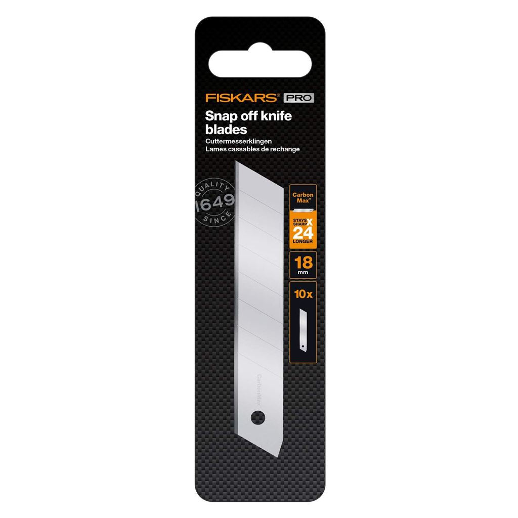 Fiskars CarbonMax snap off knife 18mm 5 pack