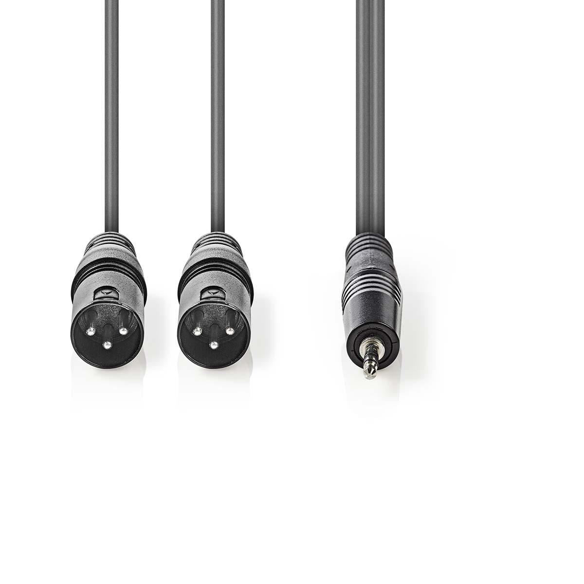 Nedis XLR Audio Cable 2x XLR 3-Pin Male to 3.5mm Male 3m Grey COTH15310GY30