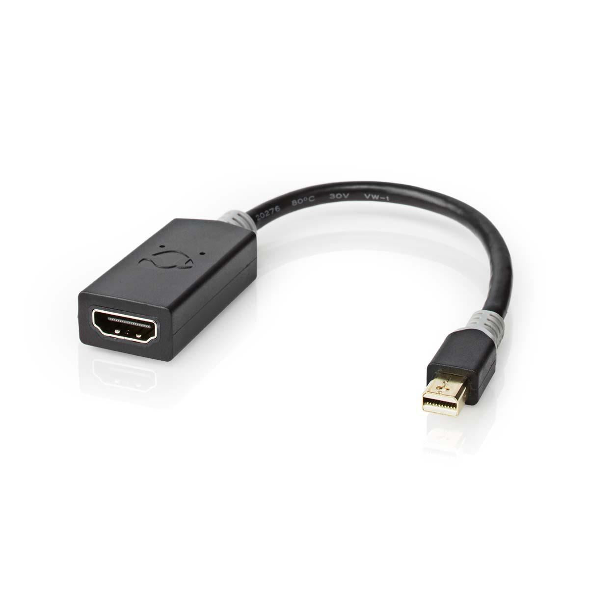 Nedis 1.4 Mini DisplayPort Male to HDMI Female Cable Anthracite 0.2m 20cm Grey - CCBP37654AT02