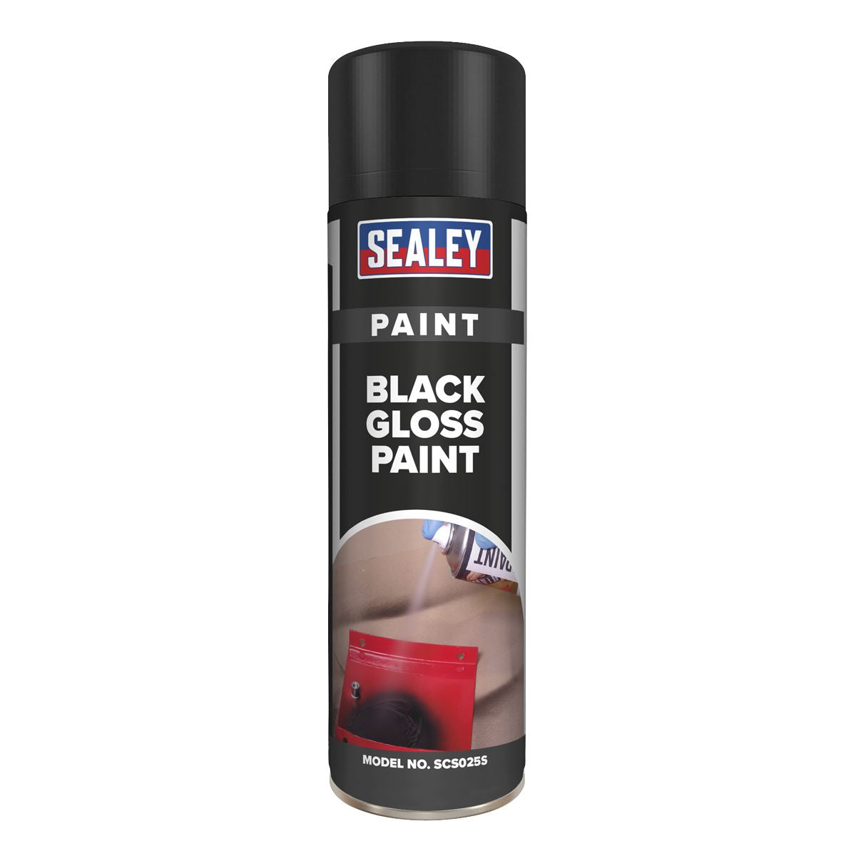 Sealey Black Gloss Paint 500ml Pack of 6 SCS025